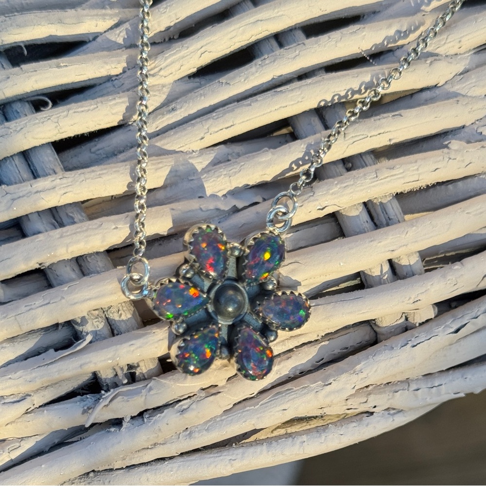 Black Opal balloon necklace 925 SS